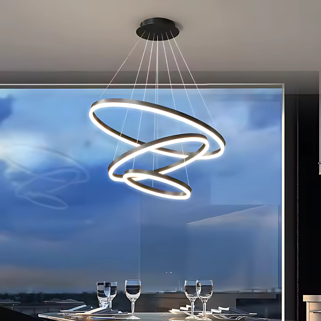 Lampadario a sospensione a LED PAGANO 95W, Luce Fredda/Calda/Neutra, Nero, Altezza Regolabile Lampadari Moderni Titolo predefinito Alessandro Design