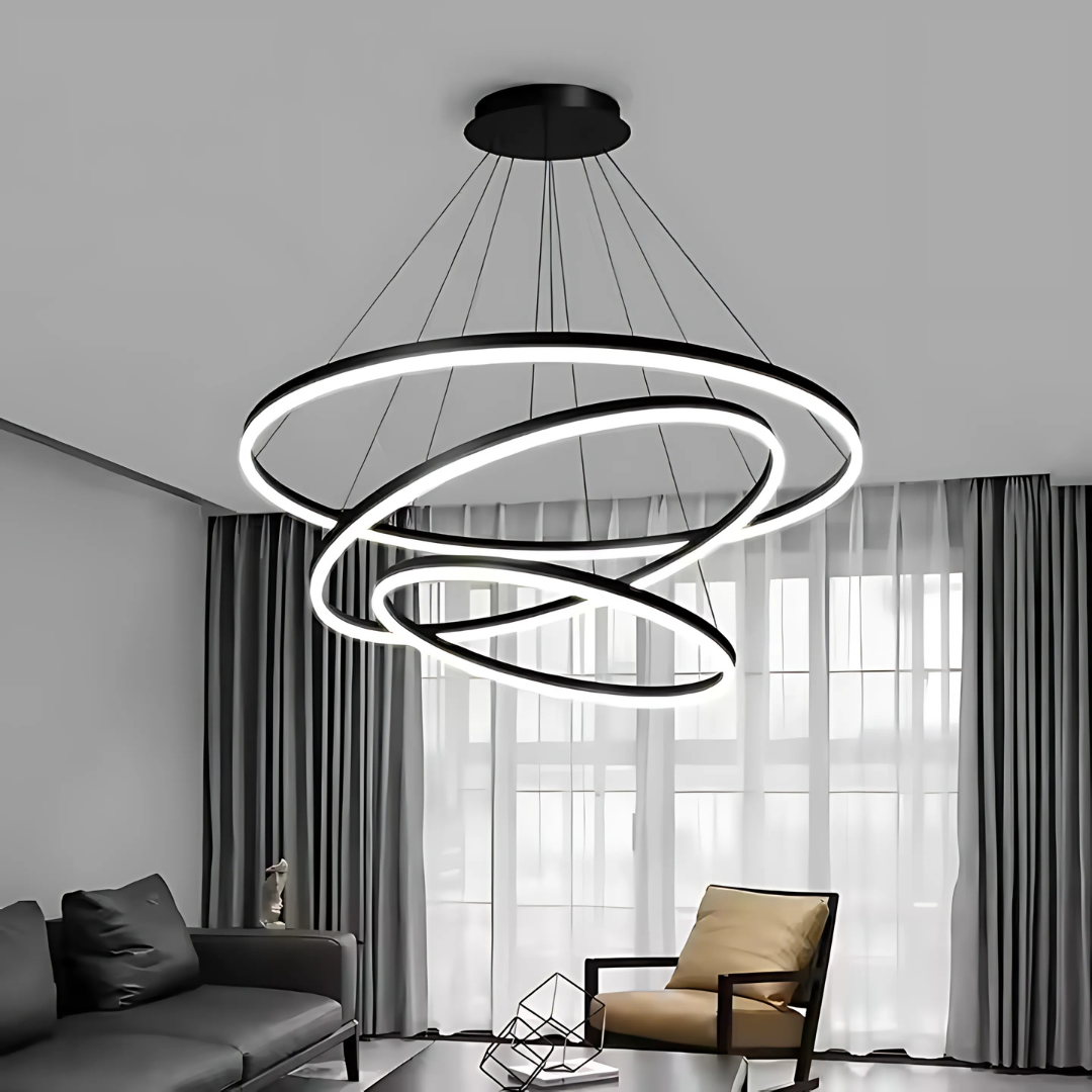 Lampadario a sospensione a LED PAGANO 95W, Luce Fredda/Calda/Neutra, Nero, Altezza Regolabile Lampadari Moderni Titolo predefinito Alessandro Design