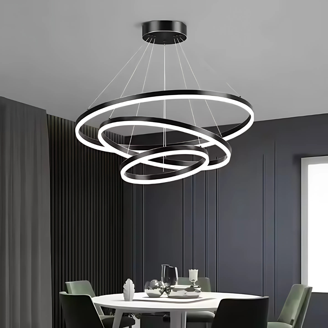 Lampadario a sospensione a LED PAGANO 95W, Luce Fredda/Calda/Neutra, Nero, Altezza Regolabile Lampadari Moderni Titolo predefinito Alessandro Design
