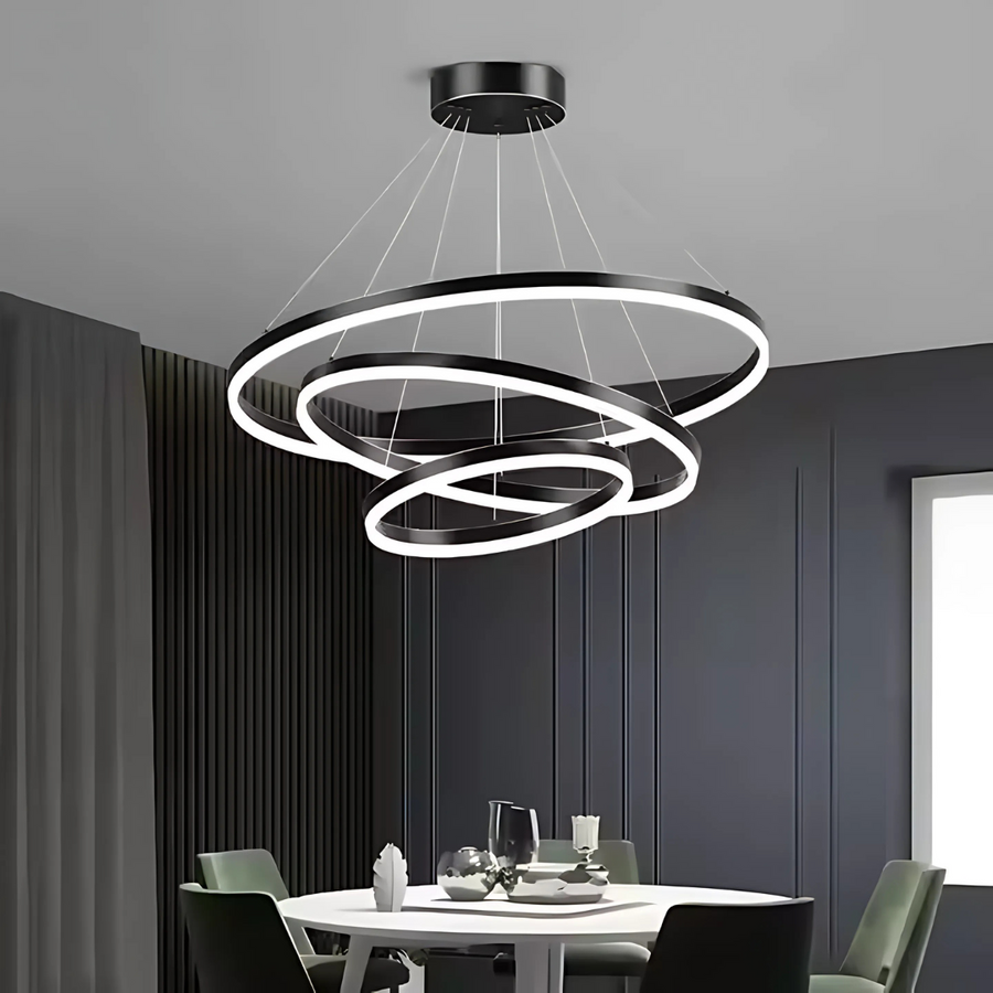 Lampadario a sospensione a LED PAGANO 95W, Luce Fredda/Calda/Neutra, Nero, Altezza Regolabile Lampadari Moderni Titolo predefinito Alessandro Design