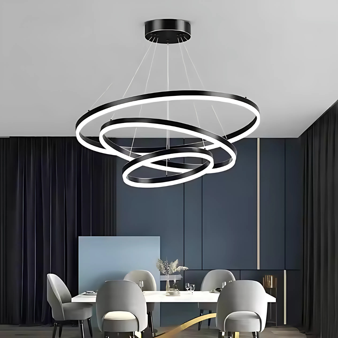 Lampadario a sospensione a LED PAGANO 95W, Luce Fredda/Calda/Neutra, Nero, Altezza Regolabile Lampadari Moderni Titolo predefinito Alessandro Design
