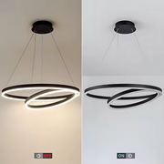 Lampadario LED a Sospensione PAGANO 47W, 3000K, 2 Cerchi, Nero, Altezza Regolabile Lampadari Moderni Titolo predefinito Alessandro Design
