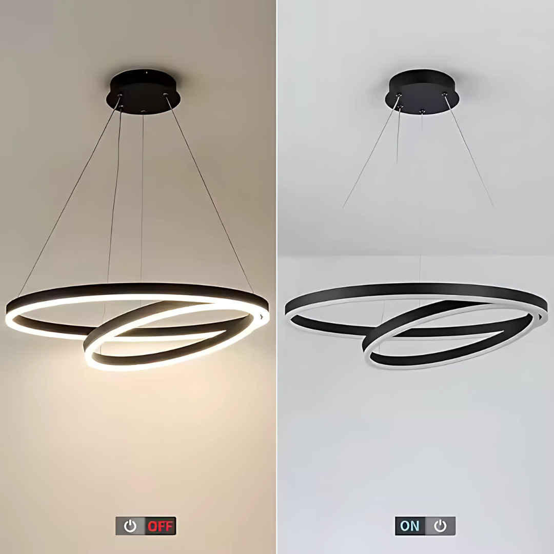 Lampadario LED a Sospensione PAGANO 47W, 3000K, 2 Cerchi, Nero, Altezza Regolabile Lampadari Moderni Titolo predefinito Alessandro Design