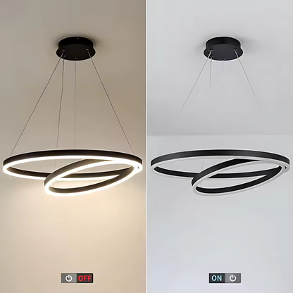 Lampadario LED a Sospensione PAGANO 47W, 3000K, 2 Cerchi, Nero, Altezza Regolabile Lampadari Moderni Titolo predefinito Alessandro Design