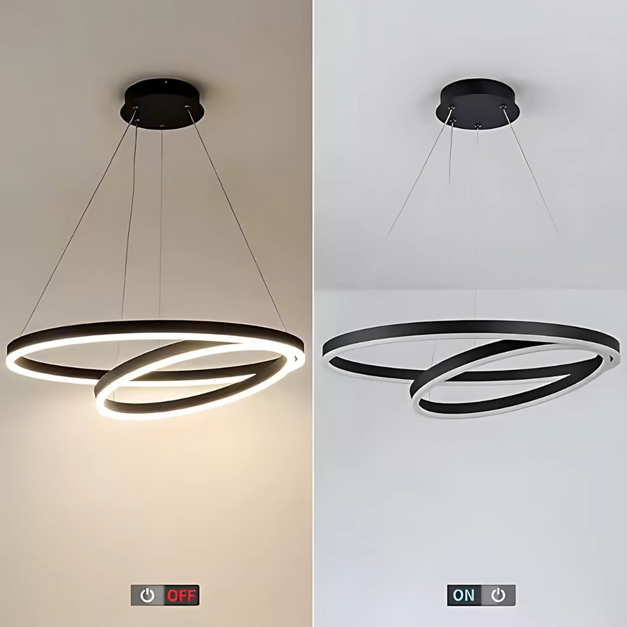 Lampadario LED a Sospensione PAGANO 47W, 3000K, 2 Cerchi, Nero, Altezza Regolabile Lampadari Moderni Titolo predefinito Alessandro Design