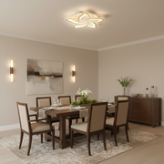 Lampadario LED con telecomando LOTUS 54W, 5 Petali, Luce Fredda/Calda/Neutra, Dimmerabile, Bianco