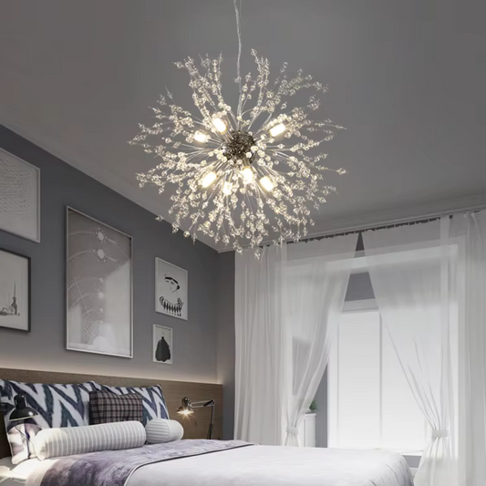 Lampadario in cristallo Schönbrunn, 9x G9, diametro 50 cm, cromo lucido, altezza regolabile Lampadari moderni Titolo predefinito Alessandro Design