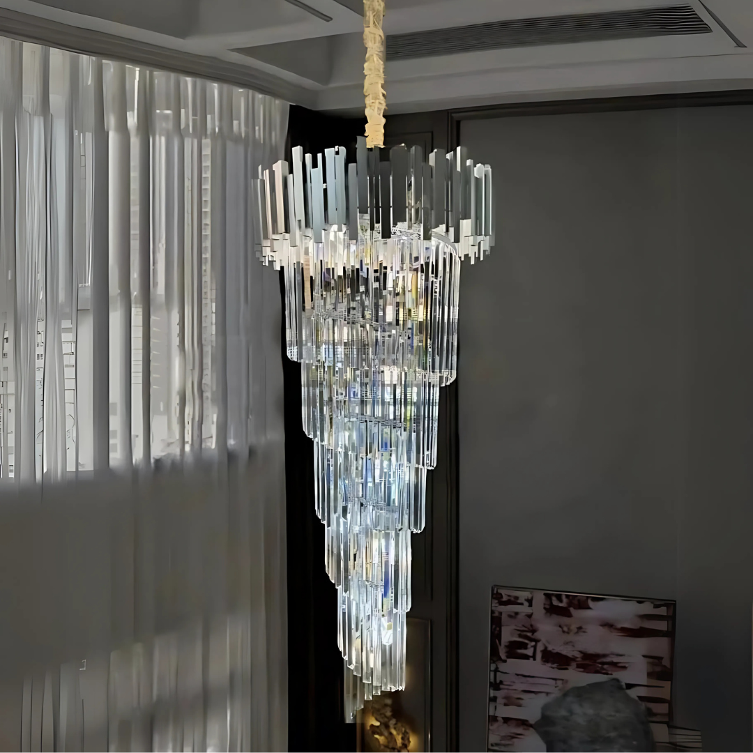 Candelabru Cristal BLOIS Ascendere E14, Diametru 60cm, Argintiu, Inaltime Reglabila Candelabre Cristal Default Title Alessandro Design