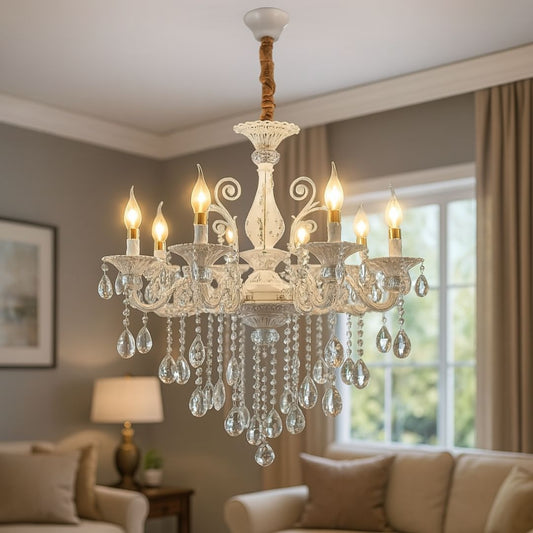 Lampadario in cristallo SANSSOUCI Magno, 8xE14, diametro 68 cm, bianco Lampadari classici Titolo predefinito Alessandro Design