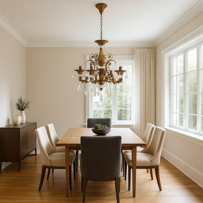 Lampadario in cristallo SANSSOUCI Magno, 6xE14, diametro 62 cm, lampadari classici in ottone antico Titolo predefinito Alessandro Design