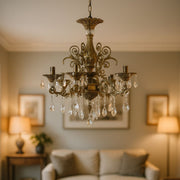 Lampadario in cristallo SANSSOUCI Magno, 6xE14, diametro 62 cm, lampadari classici in ottone antico Titolo predefinito Alessandro Design