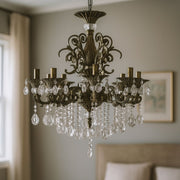 SANSSOUCI Lampadario in cristallo Magno, 8xE14, diametro 65 cm, lampadari classici in ottone antico Titolo predefinito Alessandro Design