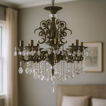 SANSSOUCI Lampadario in cristallo Magno, 8xE14, diametro 65 cm, lampadari classici in ottone antico Titolo predefinito Alessandro Design