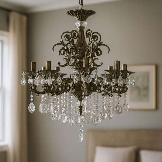 SANSSOUCI Lampadario in cristallo Magno, 8xE14, diametro 65 cm, lampadari classici in ottone antico Titolo predefinito Alessandro Design
