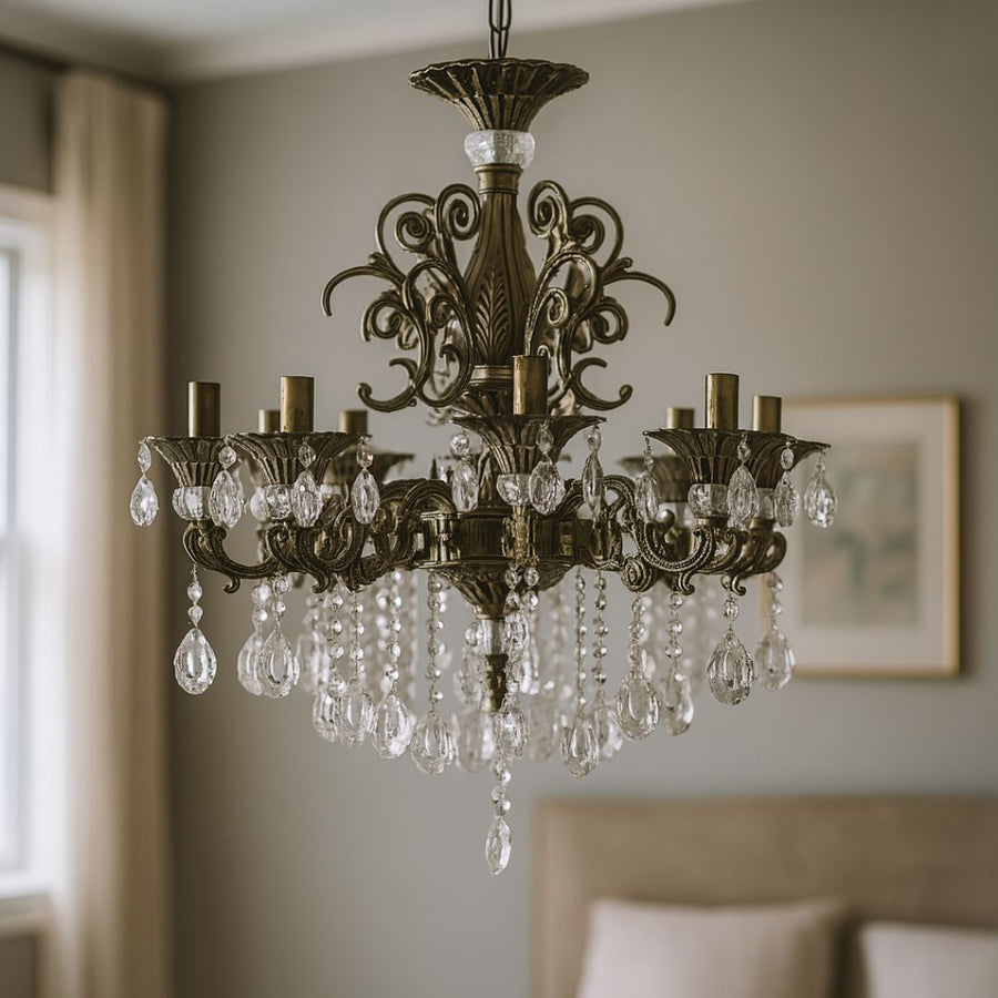 SANSSOUCI Lampadario in cristallo Magno, 8xE14, diametro 65 cm, lampadari classici in ottone antico Titolo predefinito Alessandro Design
