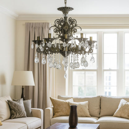 SANSSOUCI Lampadario in cristallo Magno, 8xE14, diametro 65 cm, lampadari classici in ottone antico Titolo predefinito Alessandro Design