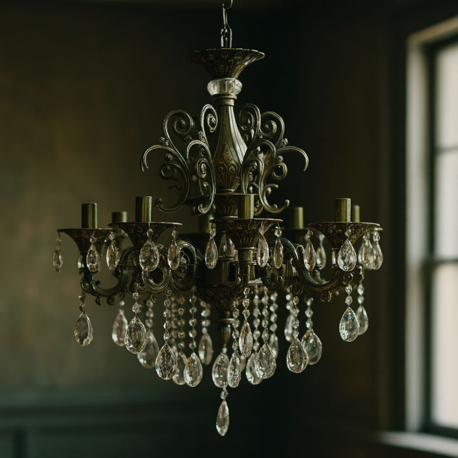 SANSSOUCI Lampadario in cristallo Magno, 8xE14, diametro 65 cm, lampadari classici in ottone antico Titolo predefinito Alessandro Design