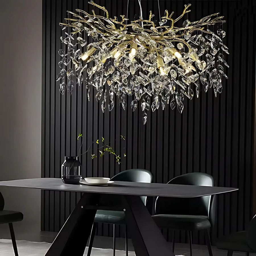 Lampadario in cristallo WALTZ Rhapsody, 6x G9, oro, 45 cm, altezza regolabile, metallo e cristallo Lampadari in cristallo Titolo predefinito Alessandro Design