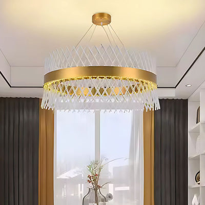 Lampadario in Cristallo ALHAMBRA Nobile, LED, 52W, Diametro 40cm, Luce Calda/Fredda/Neutra, Dimmerabile, Altezza Regolabile, Oro
