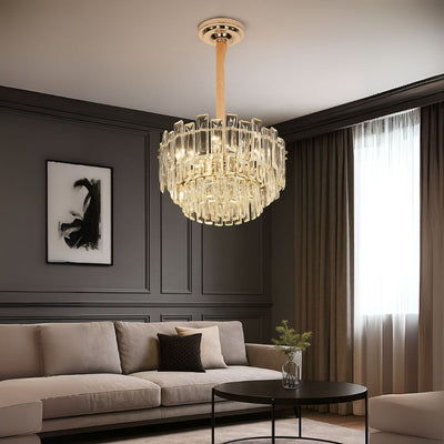 Lampadario di cristallo FONTAINEBLEAU Elegance, 9x E14, diametro 45 cm, oro, altezza regolabile