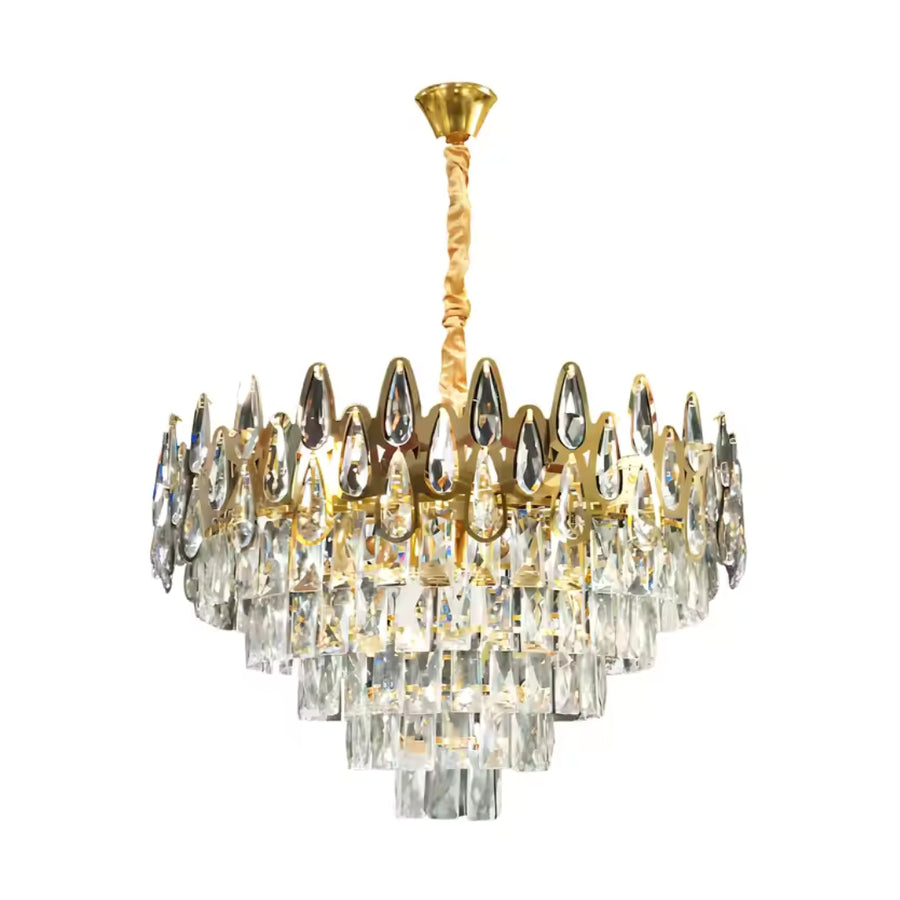 Lampadario in Cristallo ALHAMBRA Eleganza 8x E14, Diametro 50cm, Oro Lucido, Altezza Regolabile Lampadario in Cristallo Titolo predefinito Alessandro Design