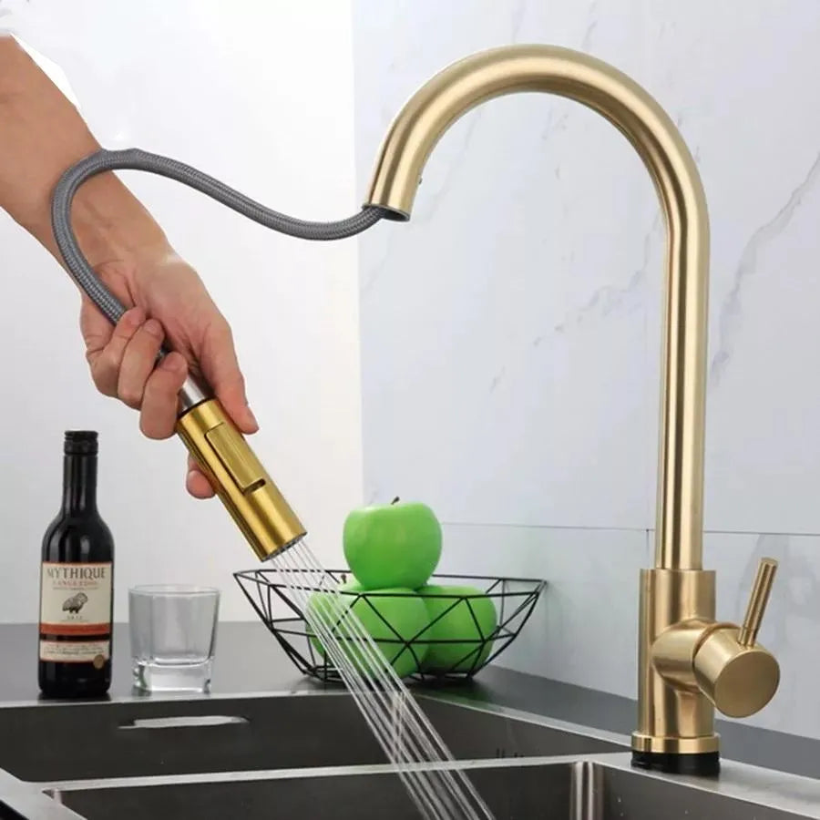 Rubinetto Cucina con Doccia Estraibile, Rubinetto con Touch per On/Off, Acciaio Inox SUS304, CF/TOUCH/3 Rubinetti Cucina Titolo predefinito Alessandro Design