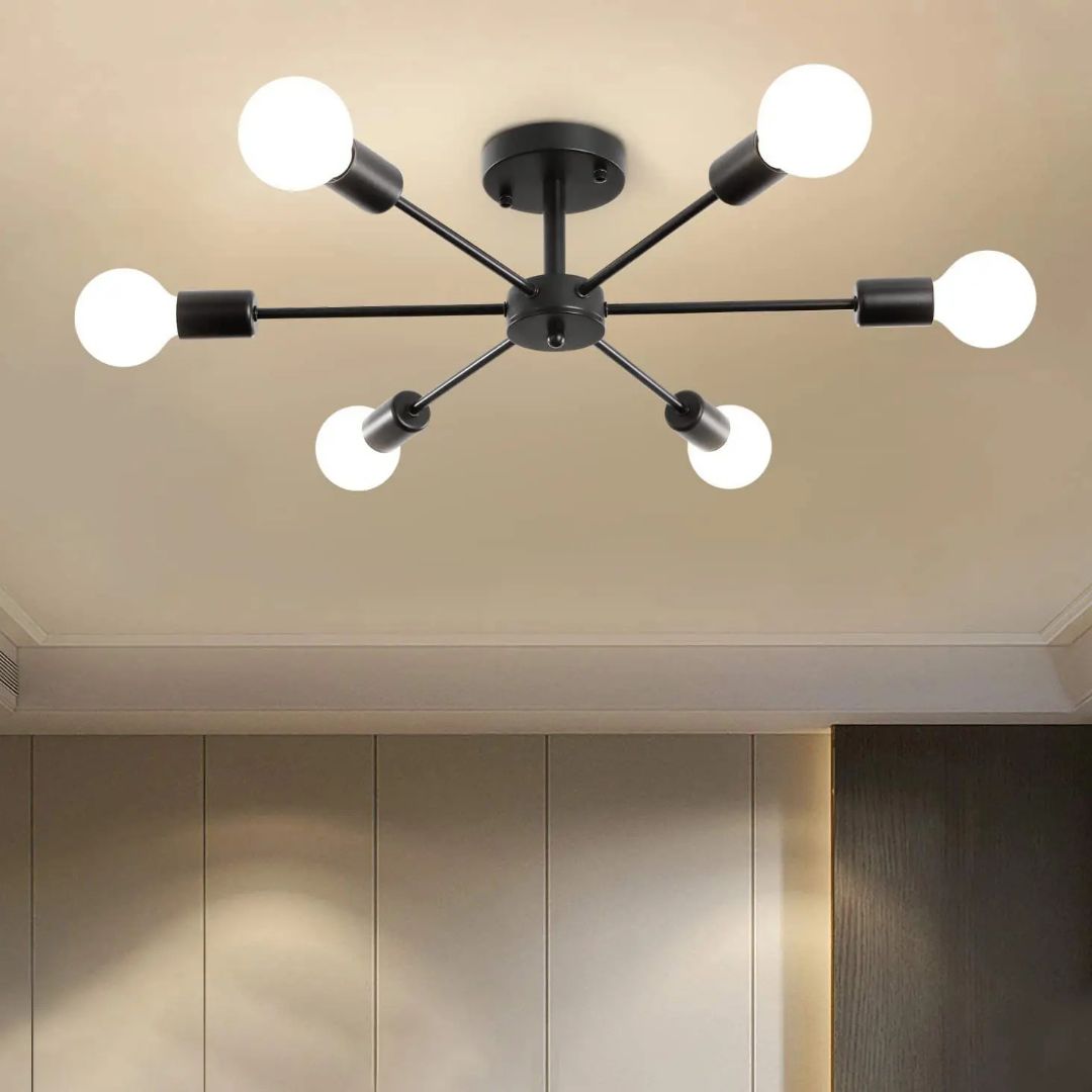 Lustra Mikkos 6XE27, diametru 49cm, Negru Lustre Moderne Default Title Alessandro Design