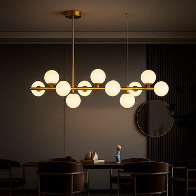 Lampadario moderno a lampadina LOFT Pavilion, 11x G9, Oro, Metallo, Altezza regolabile