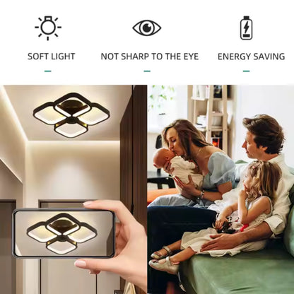 Lampadario LED VERTEX Tesser 34W, 4 Quadrati, Luce Fredda/Calda/Neutra, Lampadari LED Neri Titolo predefinito Alessandro Design