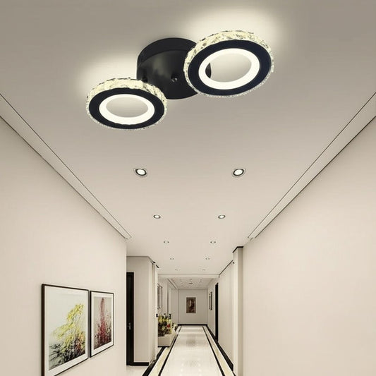 Lampadario LED con telecomando e cristallo NOVA ROTONDA 32W, 2 Cerchi, Luce Fredda/Calda/Neutra, Dimmerabile, Lampadari LED Cristallo Nero Titolo predefinito Alessandro Design