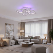Lampadario LED con telecomando e cristallo NOVA RHOMBA RGB 95W, 4 Quadrati, Luce Fredda/Calda/Neutra, Dimmerabile, Lampadari LED e Cristalli Cromo Lucido Titolo predefinito Alessandro Design