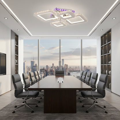 Lampadario LED con telecomando e cristallo NOVA RHOMBA RGB 95W, 4 Quadrati, Luce Fredda/Calda/Neutra, Dimmerabile, Lampadari LED e Cristalli Cromo Lucido Titolo predefinito Alessandro Design
