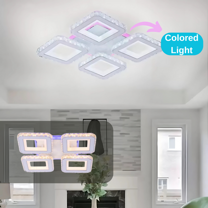 Lampadario a LED con telecomando e cristallo LEILA RGB 69W, 4 Quadrati, Luce Fredda/Calda/Neutra, Dimmerabile, Lampadario a LED Bianco con telecomando Titolo predefinito Alessandro Design