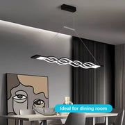 Lampadario LED a sospensione con telecomando WAVE 89W, Lineare, Luce Fredda/Calda/Neutra, Dimmerabile, Nero, Lampadari LED con Telecomando Titolo predefinito Alessandro Design