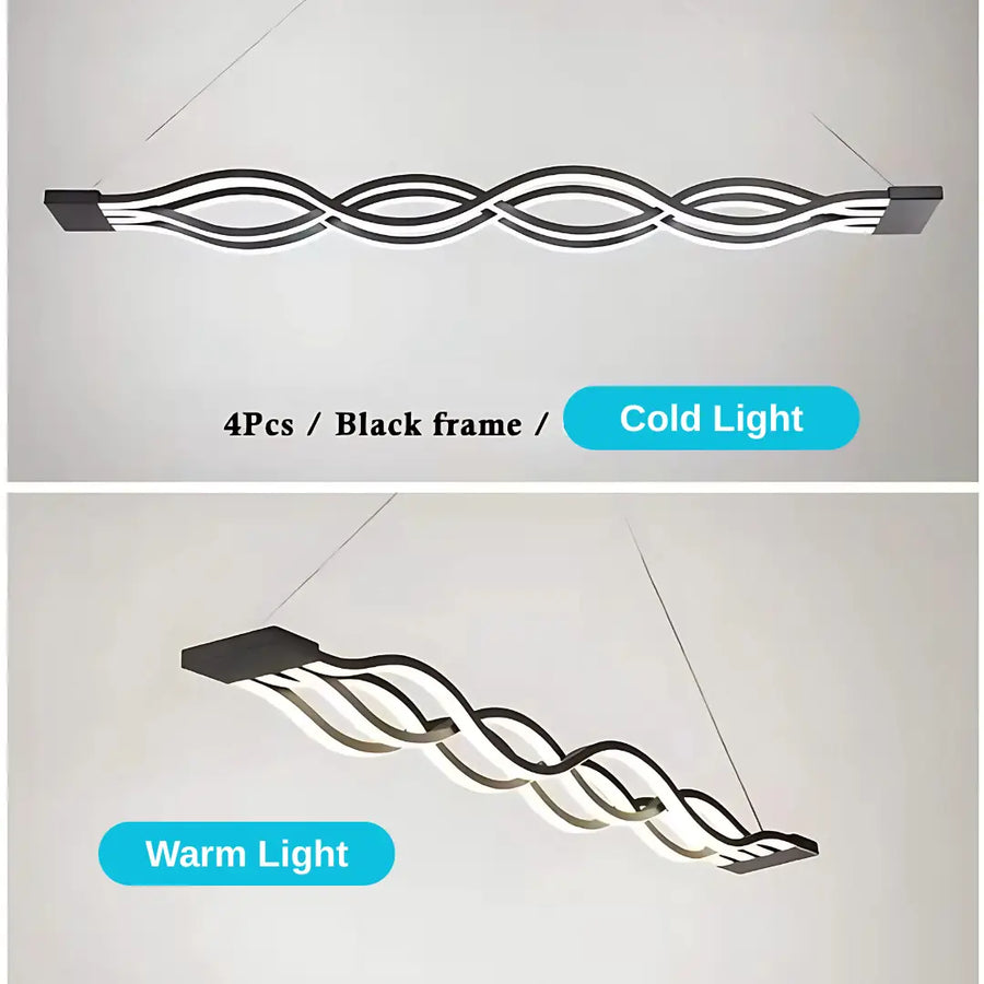 Lampadario LED a sospensione con telecomando WAVE 89W, Lineare, Luce Fredda/Calda/Neutra, Dimmerabile, Nero, Lampadari LED con Telecomando Titolo predefinito Alessandro Design
