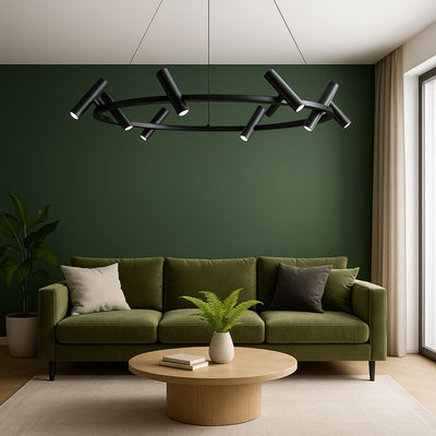 Lampadario LED Harman, 29W, 8 Sorgenti, Luce Neutra, Nero