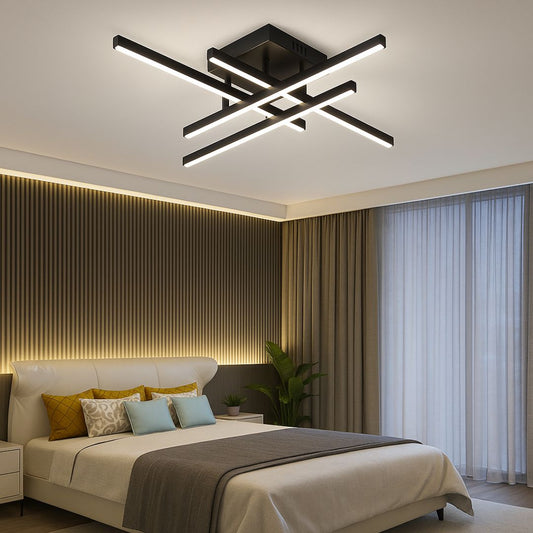 Lampadario LED con Telecomando LINEX, 52W, 4 Elementi, Lineare, Luce Fredda/Calda/Neutra, Dimmerabile, Nero Lampadari LED con Telecomando Titolo predefinito Alessandro Design