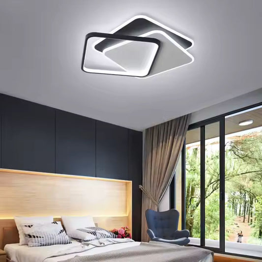 Lustra LED cu telecomanda OBLICO 120W, 3 Patrate, lumina Rece/Calda/Neutra, Dimabila, Negru Lustre LED cu Telecomanda Default Title Alessandro Design