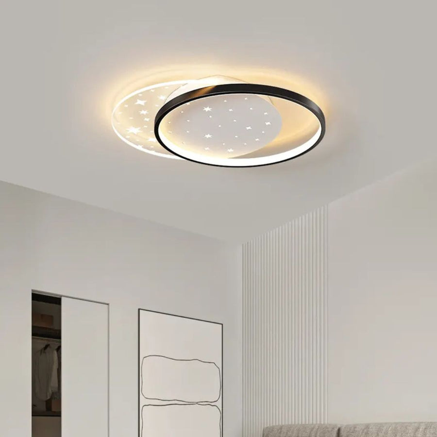 Lampadario LED con telecomando LUNARO 110W, 2 Cerchi, Luce Fredda/Calda/Neutra, Dimmerabile, Lampadari LED Bianco Nero con Telecomando Titolo predefinito Alessandro Design