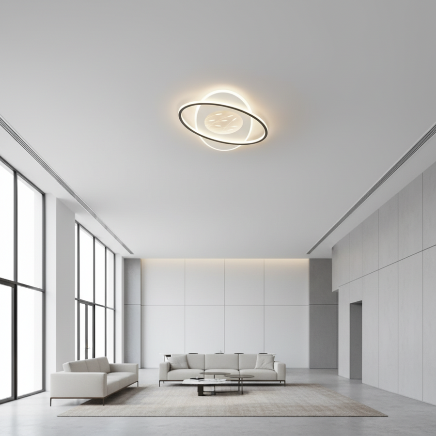 Lampadario LED con telecomando VOLTA 125W, Ovale, Luce Fredda/Calda/Neutra, Dimmerabile, Nero