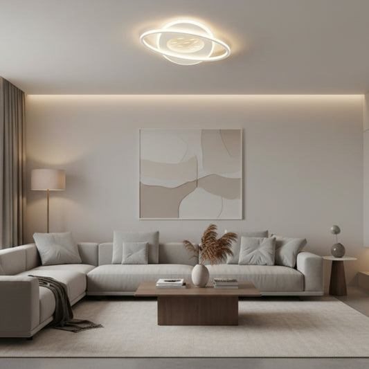 Lampadario LED con telecomando VOLTA 125W, Ovale, Luce Fredda/Calda/Neutra, Dimmerabile, Bianco