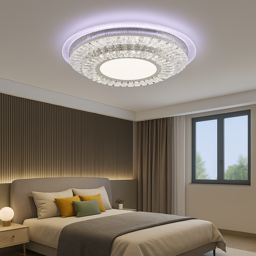 Lampadario a LED con telecomando MIRALUX RGB, 62W, Luce Blu/Fredda/Neutra/Calda, Dimmerabile, Lampadario a LED con telecomando Bianco Titolo predefinito Alessandro Design