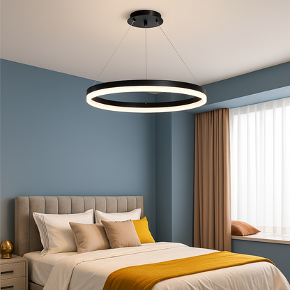 Lampadario LED a sospensione con telecomando ANINA 34W, 1 Cerchio, Luce Fredda/Calda/Neutra, Dimmerabile, Nero, Lampadari LED con Telecomando Titolo predefinito Alessandro Design