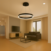 Lampadario LED a sospensione con telecomando ANINA 34W, 1 Cerchio, Luce Fredda/Calda/Neutra, Dimmerabile, Nero, Lampadari LED con Telecomando Titolo predefinito Alessandro Design