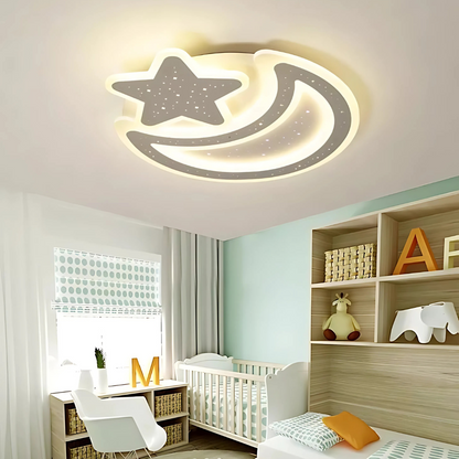 Lampadario Nova LED con telecomando, 89W, dimmerabile, a forma di luna e stella, Lampadario LED bianco con telecomando Titolo predefinito Alessandro Design