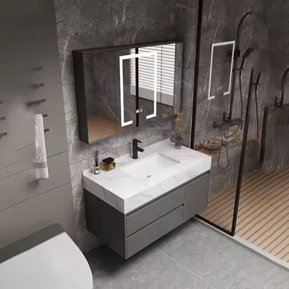 SANTORINI Set Mobili da Bagno, Mobile Lavabo + Mobile Specchio 80 cm, 2 Pezzi, Mobili Bagno Grigio e Bianco Titolo predefinito Alessandro Design