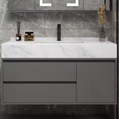 SANTORINI Set Mobili da Bagno, Mobile Lavabo + Mobile Specchio 80 cm, 2 Pezzi, Mobili Bagno Grigio e Bianco Titolo predefinito Alessandro Design