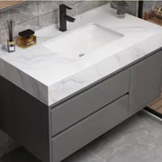 SANTORINI Set Mobili da Bagno, Mobile Lavabo + Mobile Specchio 80 cm, 2 Pezzi, Mobili Bagno Grigio e Bianco Titolo predefinito Alessandro Design