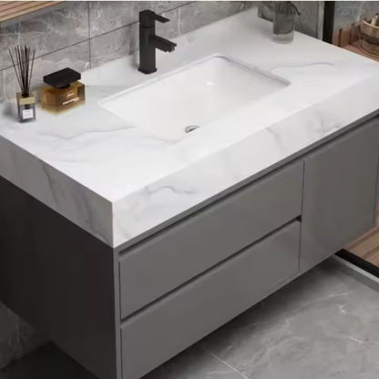 SANTORINI Set Mobili da Bagno, Mobile Lavabo + Mobile Specchio 80 cm, 2 Pezzi, Mobili Bagno Grigio e Bianco Titolo predefinito Alessandro Design