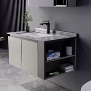 Set mobili da bagno ZAKYNTHOS, 80 cm, 2 pezzi, mobili da bagno grigio e crema Titolo predefinito Alessandro Design